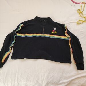 Disney Crop Black Top 3/4 Zip Sweatshirt
